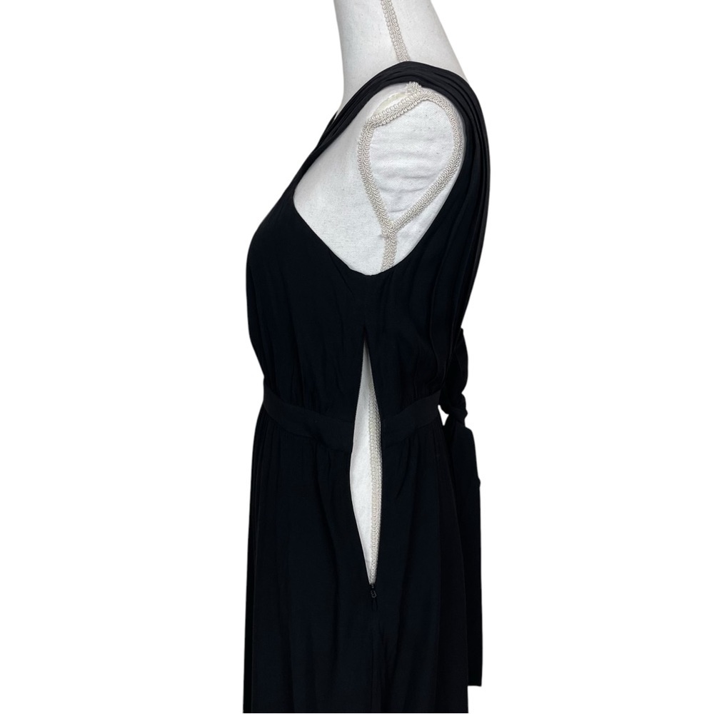 & Other Stories NEW Black Sleeveless High Neck Tie Waist Open Back Midi Dress - Picture 6 of 13